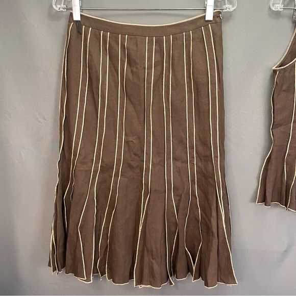 Gerard Darel brown tank and matching midi a-line skirt business professional - Picture 5 of 8
